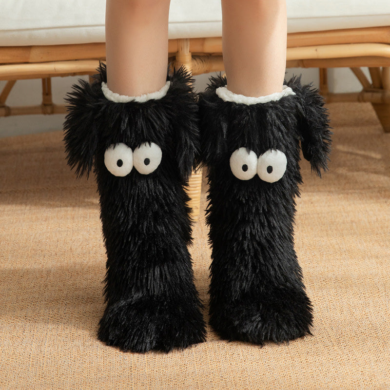 🧦💥Dam plysch‑toffelstrumpor – Tjock fleecefodrade halkfria golvstrumpor, perfekta för hemmabruk på vintern ✨