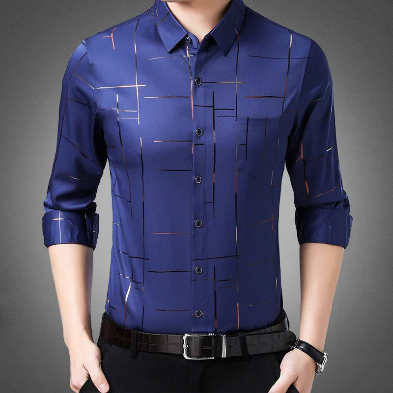 👔✨ 50% RABATT! | Strykfri Långärmad Skjorta för Män – Skrynkelfri, Premiumskärning & Bekväm!