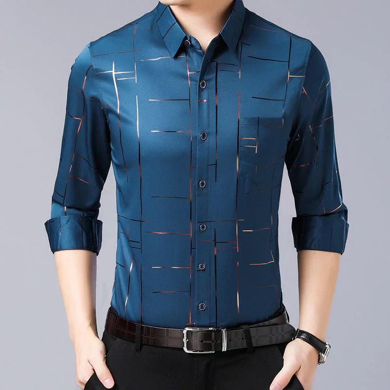 👔✨ 50% RABATT! | Strykfri Långärmad Skjorta för Män – Skrynkelfri, Premiumskärning & Bekväm!