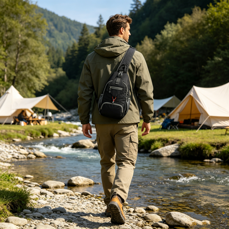 🎒 50 % RABATT! ✨ Slingväska för män – flera fickor, vattenavvisande, ventilerande rygg 🌦️