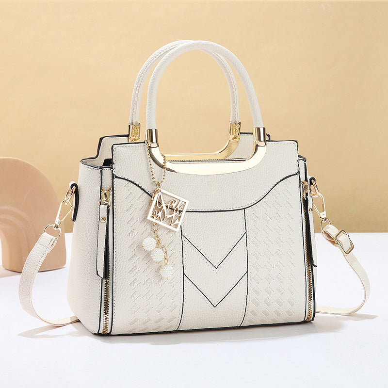 👜 50% RABATT NU! ✨ Dam Handväska med Topphandtag – V-sömnad, Guldbeslag & Flera Fack – Elegant & Rymlig för Arbete, Shopping eller Utekväll 💼