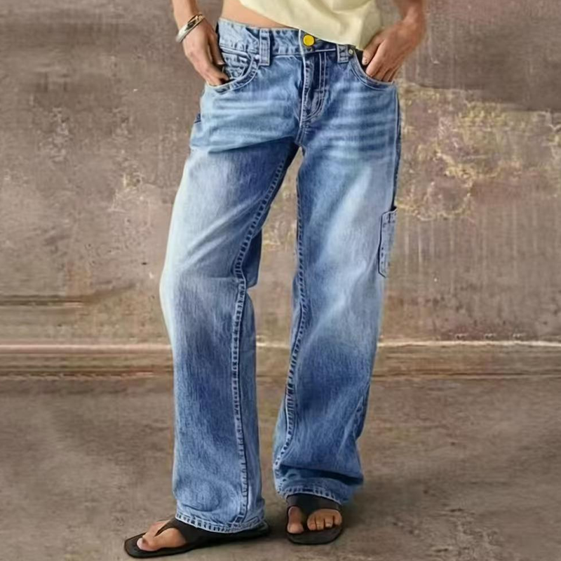 👖 50% RABATT NU! ✨ Jeans för Damer med Avslappnad Passform & Raka Ben – Stretchjeans med Hög Midja – Perfekt för Vardagskomfort 🌸