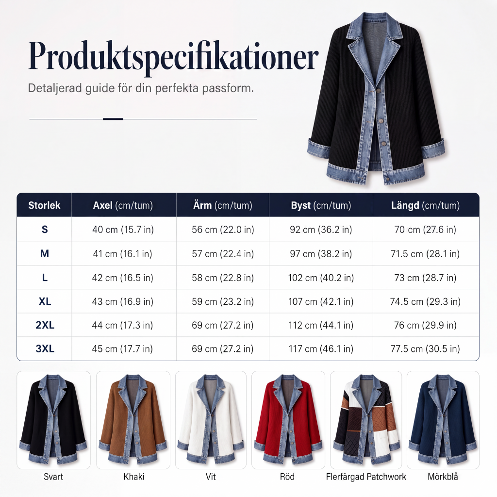 🧥Damens elegant ribbstickad kappa med jeansdetaljer