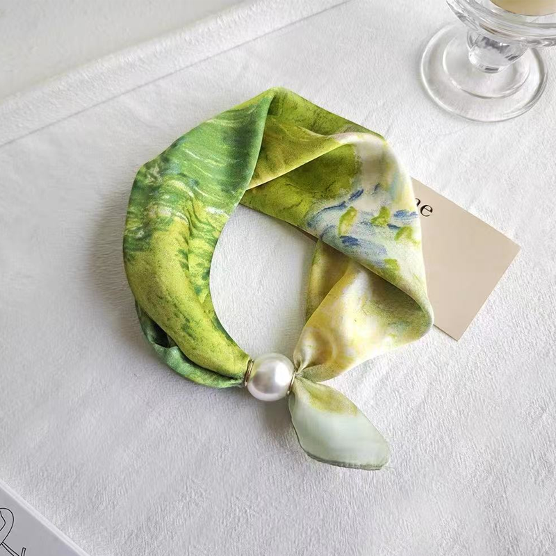 🌸Mjuk scarf med magnetiskt pärlspänne | Ingen knut behövs – enkel elegans på några sekunder