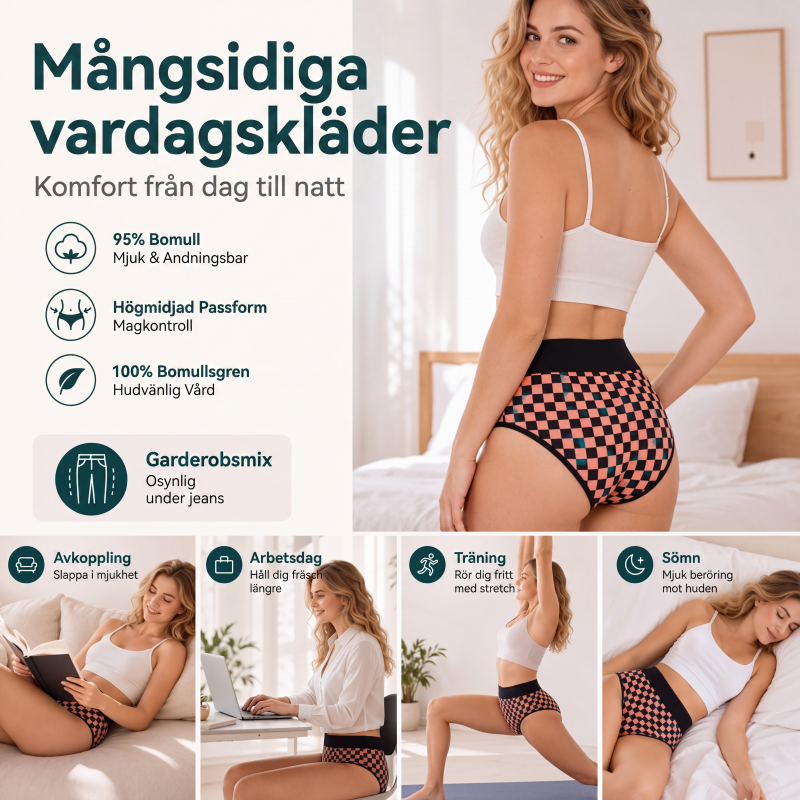🩲Högmidjade Bomullstrosor för Kvinnor – Mjuka & Bekväma med Perfekt Passform
