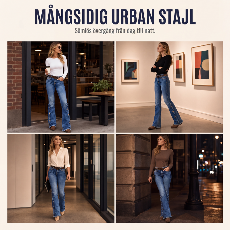 🔥50% rabatt!⏰Sista dagen på rean 💃Damernas högmidjade slitna bootcut-jeans