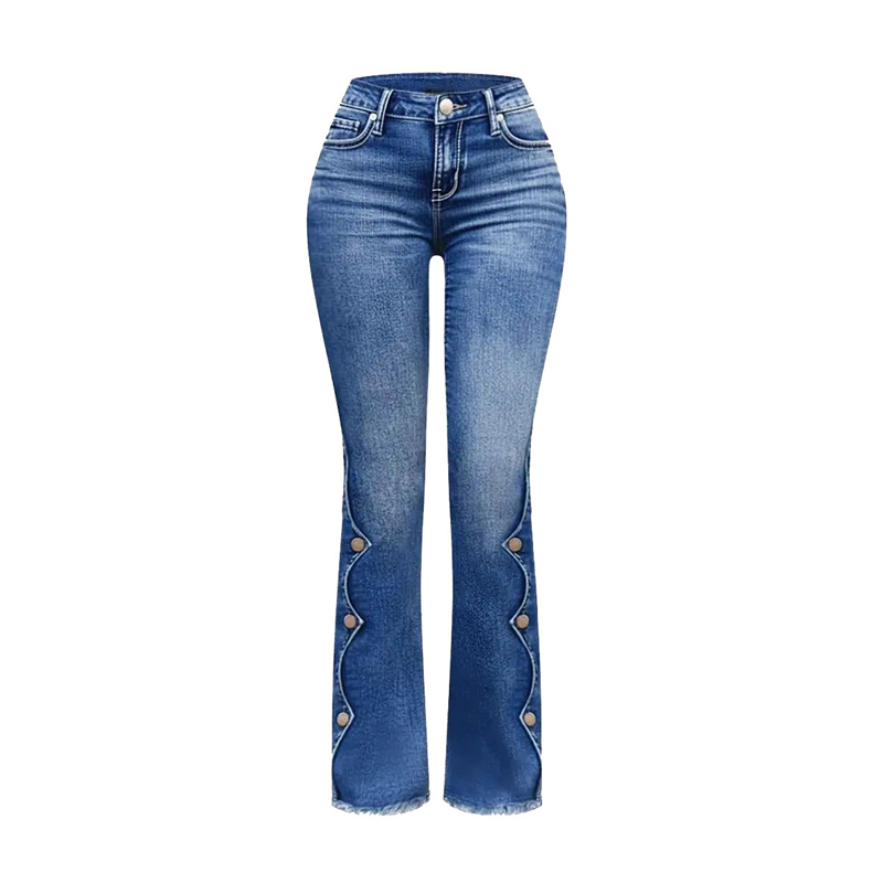 🔥50% rabatt!⏰Sista dagen på rean 💃Damernas högmidjade slitna bootcut-jeans