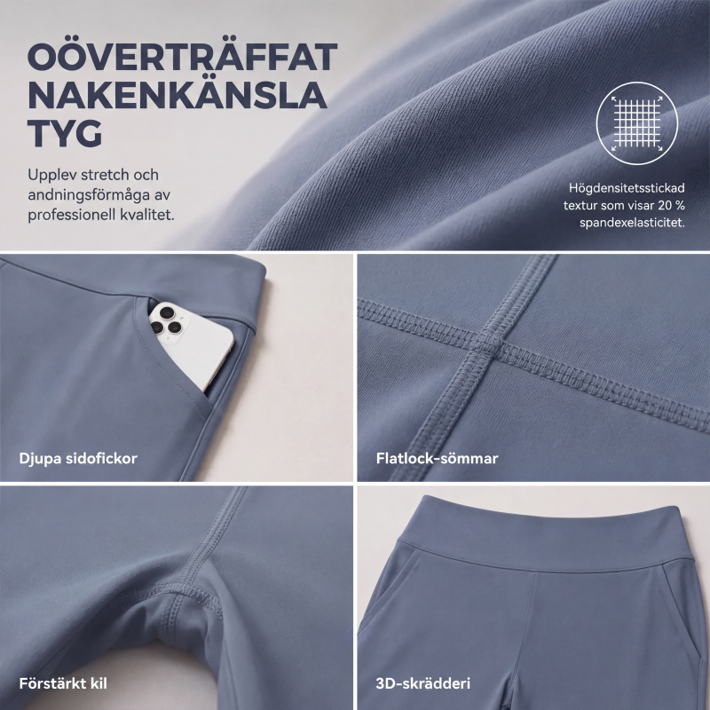 👖 Yogabyxor med uppdragen midja och utsvängda ben – en smickrande passform som ger komfort i vardagen