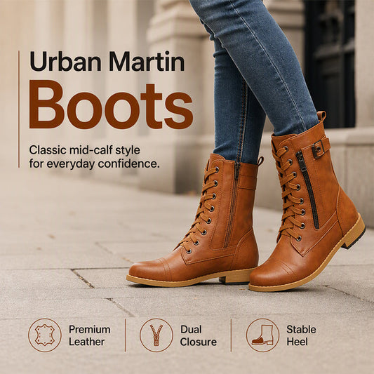 Nyhet✨👢 Martin-stövlar för damer med rund tå och tjock klack