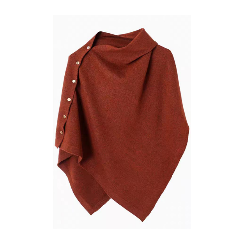 Nya ankomster📦🍂Stilfull poncho med sidoknappar för kvinnor