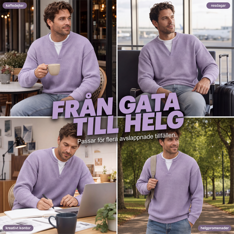 🔥Ett måste🔥👕 Strukturerad waffeltröja för män