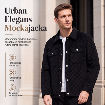 🍂Nya höstnyheter|Urban Elegant Mockajacka för Herr – Stilren Rutig Jacka med Vadderat Foder