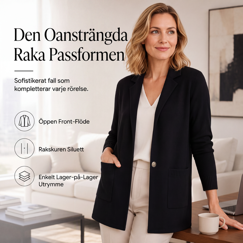 💰 Halva priset! 🧥 Damernas Stickade Kavajkofta med Krage – Elegant Cardigan för Kontor & Vardag✨
