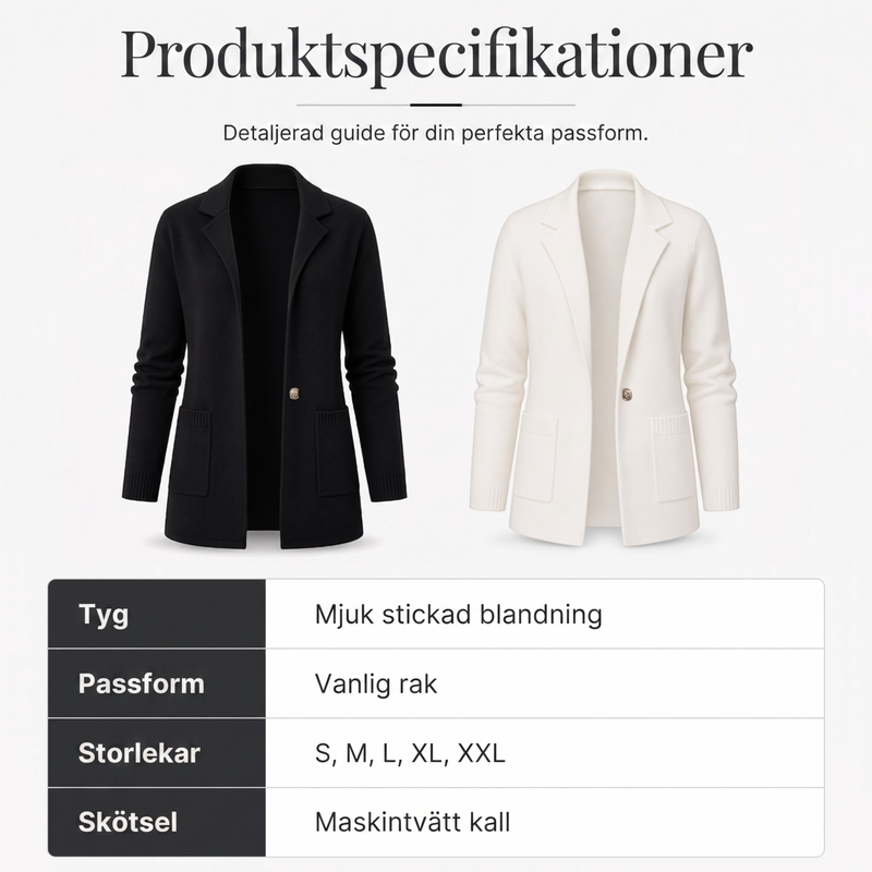 💰 Halva priset! 🧥 Damernas Stickade Kavajkofta med Krage – Elegant Cardigan för Kontor & Vardag✨