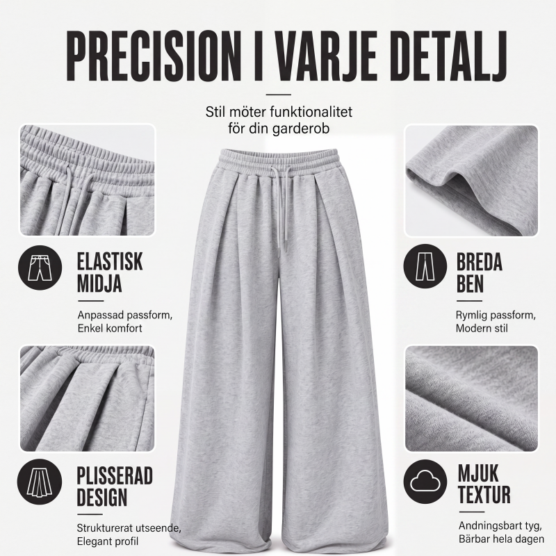 👖Damiga lediga bylsiga wide-leg sweatpants