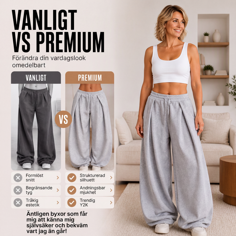 👖Damiga lediga bylsiga wide-leg sweatpants