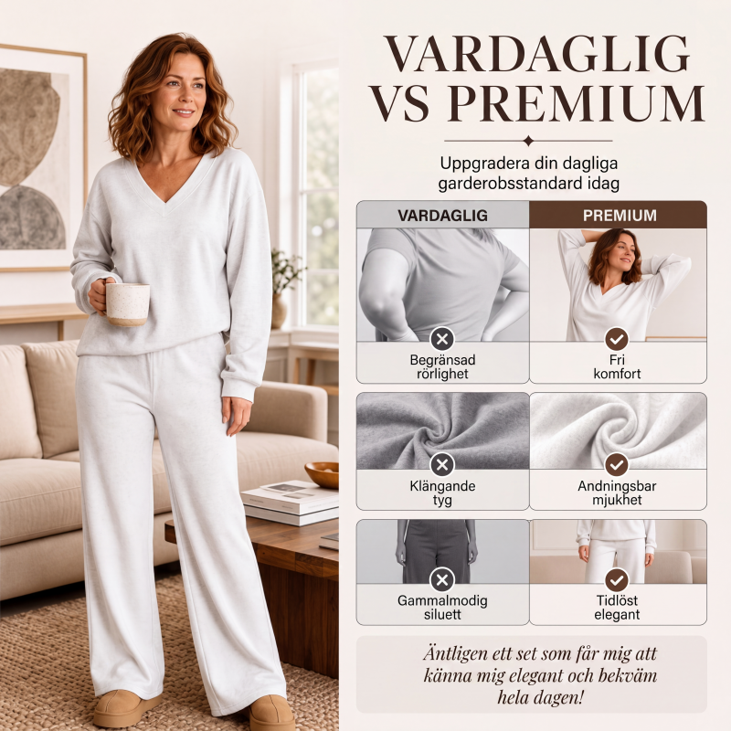 👚 Set för kvinnor med axelbandslös tröja och byxor – mjukt, bekvämt och mångsidigt, perfekt för vardag och fest. ✨