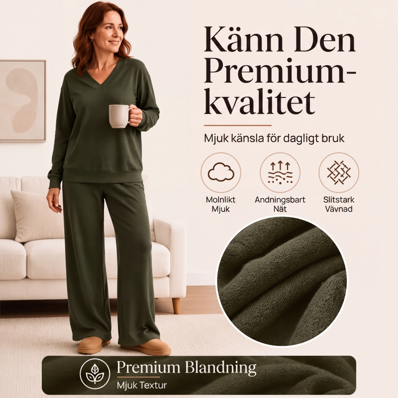👚 Set för kvinnor med axelbandslös tröja och byxor – mjukt, bekvämt och mångsidigt, perfekt för vardag och fest. ✨