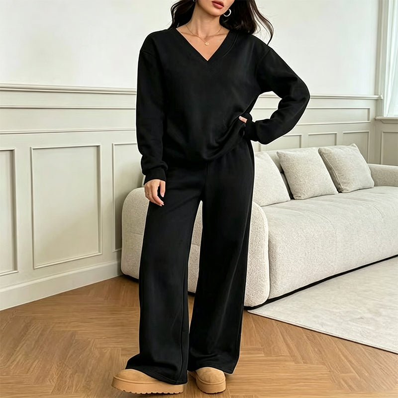 👚 Set för kvinnor med axelbandslös tröja och byxor – mjukt, bekvämt och mångsidigt, perfekt för vardag och fest. ✨