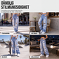 👖Damjeans med revor, vida ben och sliten design, högmidjade jeansbyxor