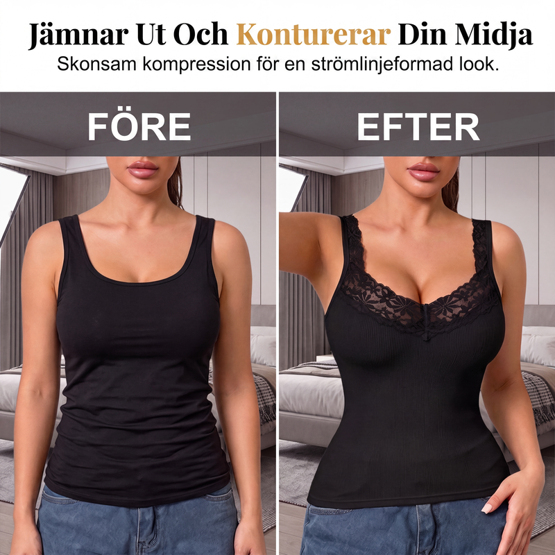 👩Damlinne med spets, storlek i plusstorlek, figursydd
