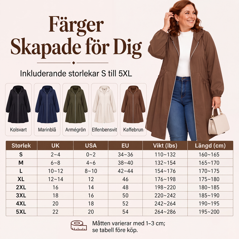 Kvinnors lediga medellång huvjacka