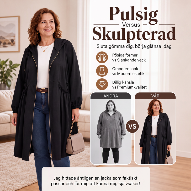 Kvinnors lediga medellång huvjacka