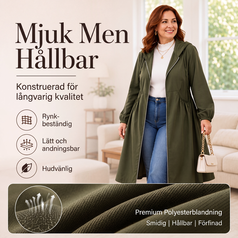 Kvinnors lediga medellång huvjacka