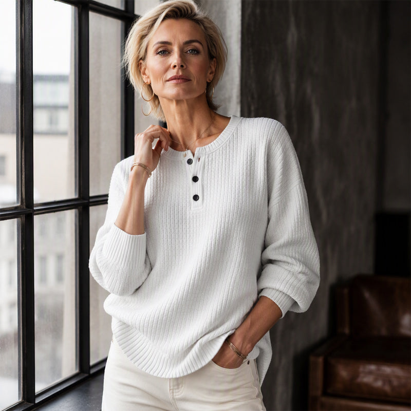 Dam casual sweatjacka i våffelstickning