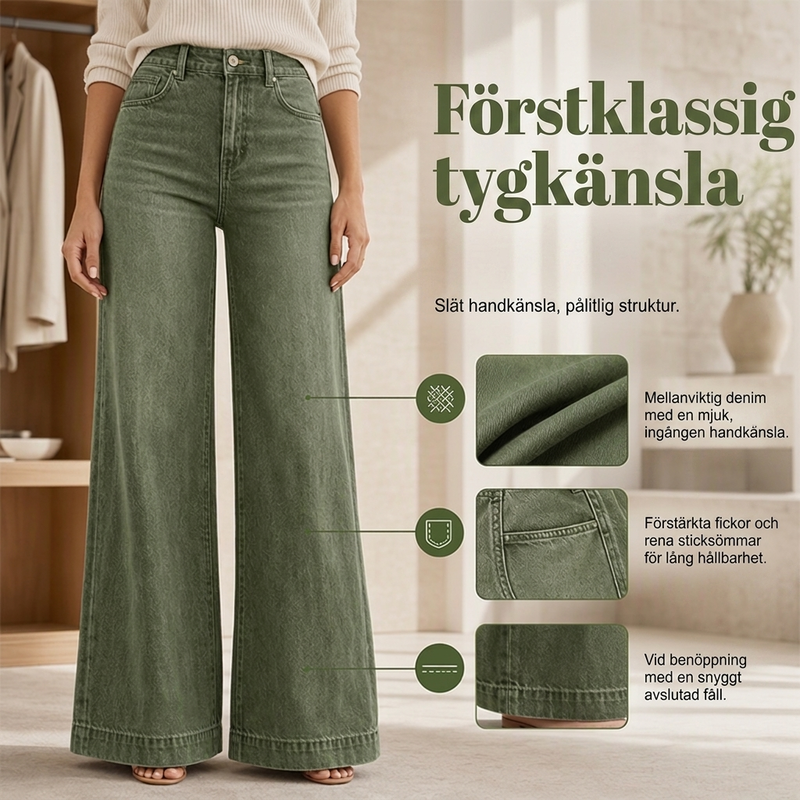 👖 Vintage högmidjade bredbenta jeans – benförlängande, bekväm passform, enkel att styla dag som kväll. ✨