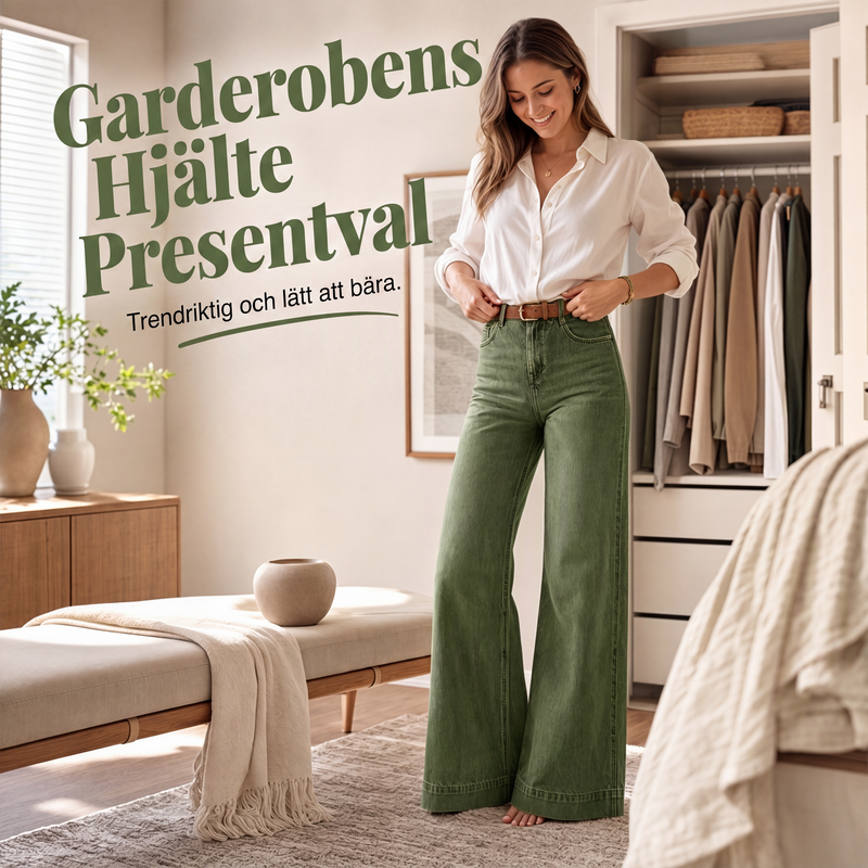 👖 Vintage högmidjade bredbenta jeans – benförlängande, bekväm passform, enkel att styla dag som kväll. ✨
