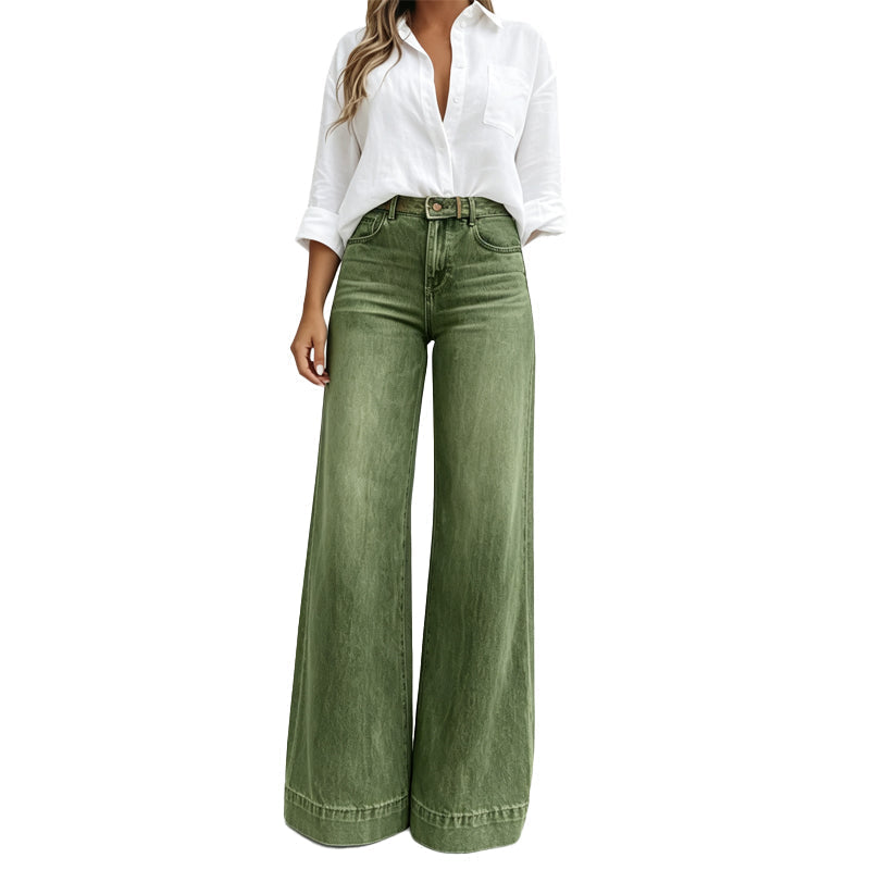👖 Vintage högmidjade bredbenta jeans – benförlängande, bekväm passform, enkel att styla dag som kväll. ✨
