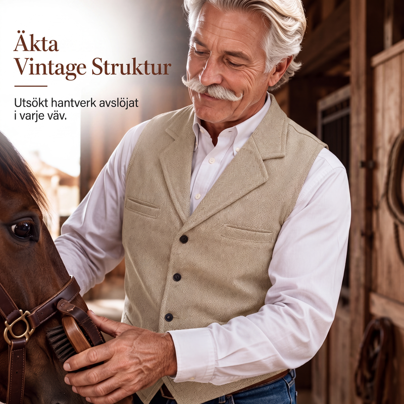 ⏳ Het erbjudande!🎉✨Herrväst i vintagestil med revers och fiskbensmönster i tweed