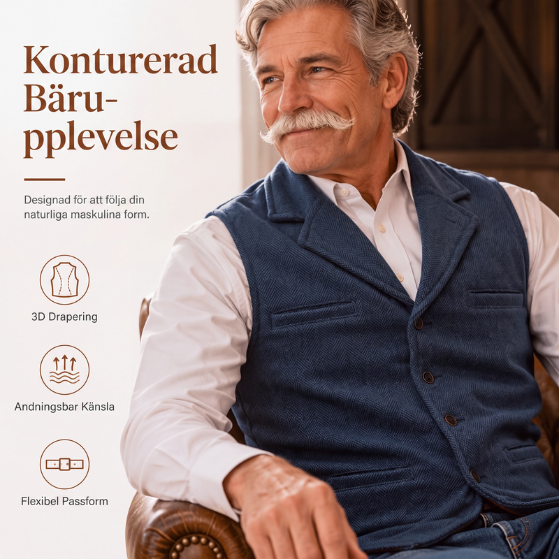 ⏳ Het erbjudande!🎉✨Herrväst i vintagestil med revers och fiskbensmönster i tweed