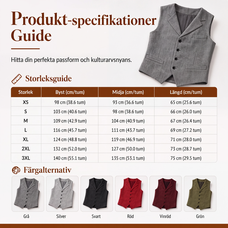 ⏳ Het erbjudande!🎉✨Herrväst i vintagestil med revers och fiskbensmönster i tweed
