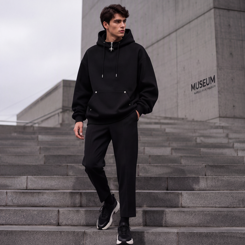 🍂 Löst sittande hoodie med hög krage för män – mysig komfort och avslappnad höststil