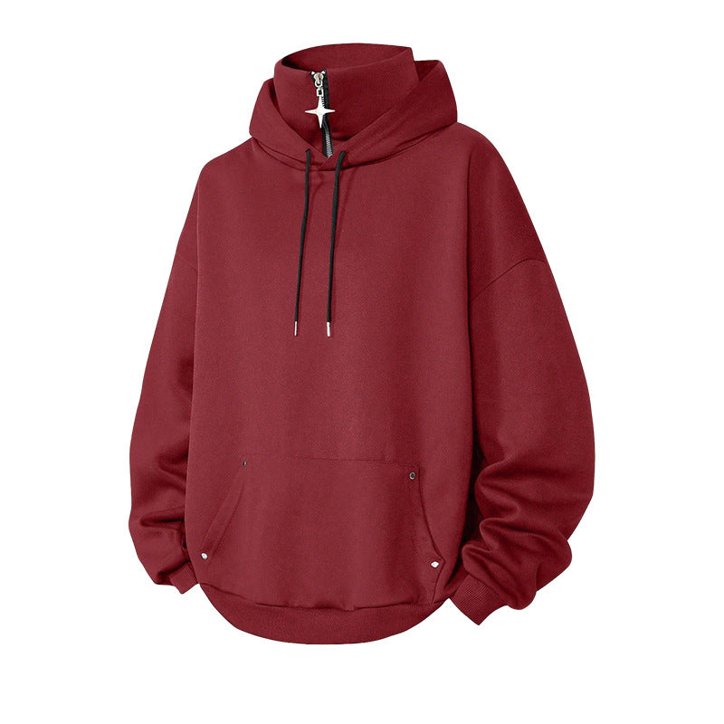 🍂 Löst sittande hoodie med hög krage för män – mysig komfort och avslappnad höststil