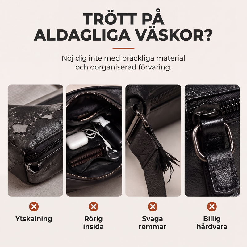 Fyrkantig axelremsväska i PU-läder för män