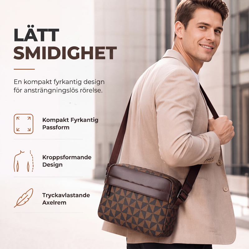Fyrkantig axelremsväska i PU-läder för män