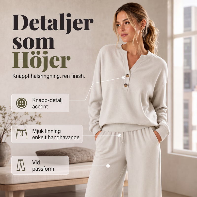 Enkel kvinnlig set med topp och vida byxor