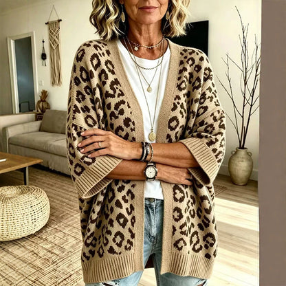 🐆Chickig leopardmönstrad stickad kofta för kvinnor