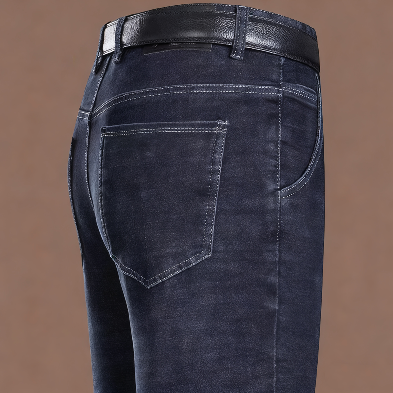 Herrarnas Varmfodrade Jeans – Bekväma Raka Vinterjeans med Mjuk Insida