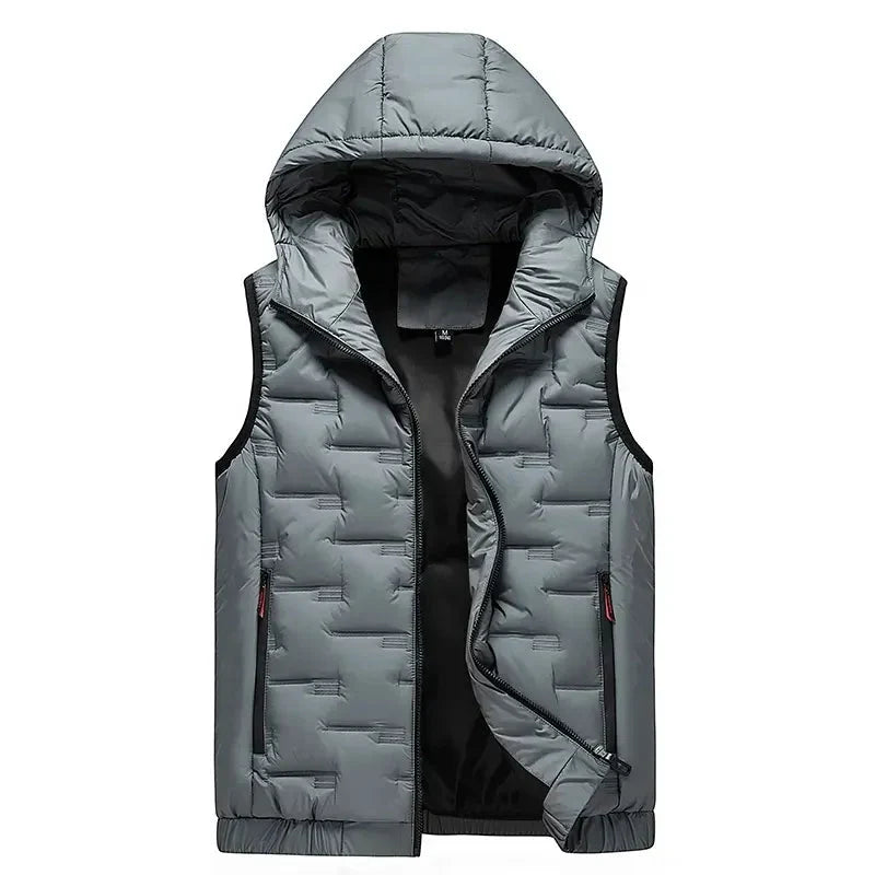 📢📢50 % rabatt!!!🎉✨Slim fit-huvtröja för herrar – Ärmlös väst med dragkedja fram, behagligt mjuk