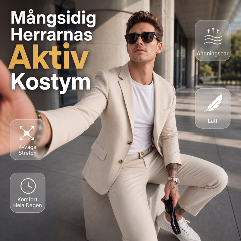⏳ Het erbjudande! |Herr Stretch Kostym – Modern Businesskostym med 4-Vägs Stretch och Lätt Komfort