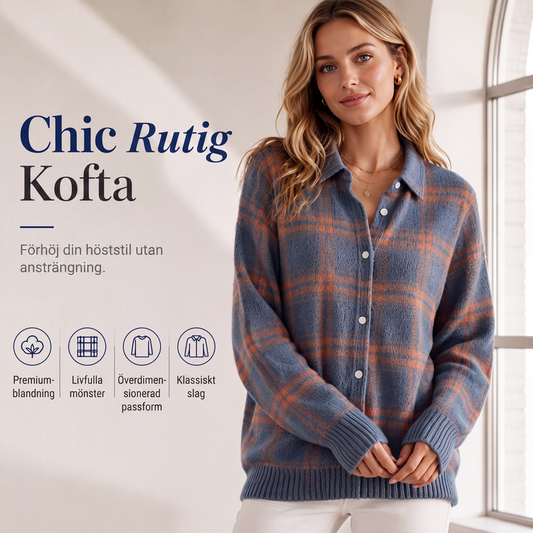 ⏰️ 50 % RABATT | Kvinnlig ledig rutig knäppt cardigan