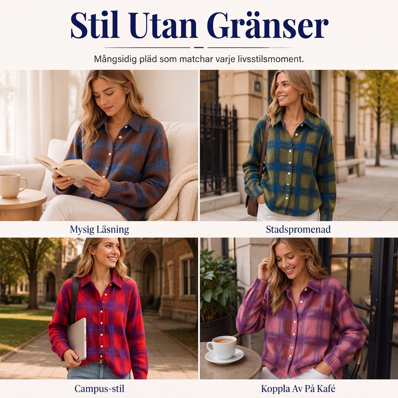 ⏰️ 50 % RABATT | Kvinnlig ledig rutig knäppt cardigan