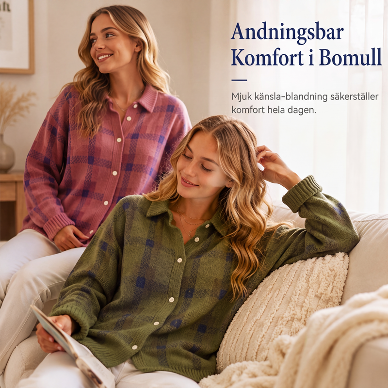 ⏰️ 50 % RABATT | Kvinnlig ledig rutig knäppt cardigan