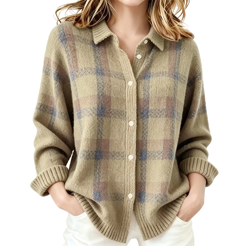 ⏰️ 50 % RABATT | Kvinnlig ledig rutig knäppt cardigan