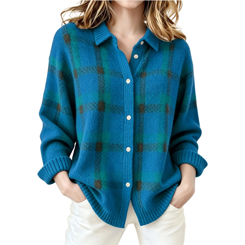 ⏰️ 50 % RABATT | Kvinnlig ledig rutig knäppt cardigan