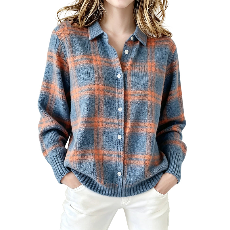 ⏰️ 50 % RABATT | Kvinnlig ledig rutig knäppt cardigan